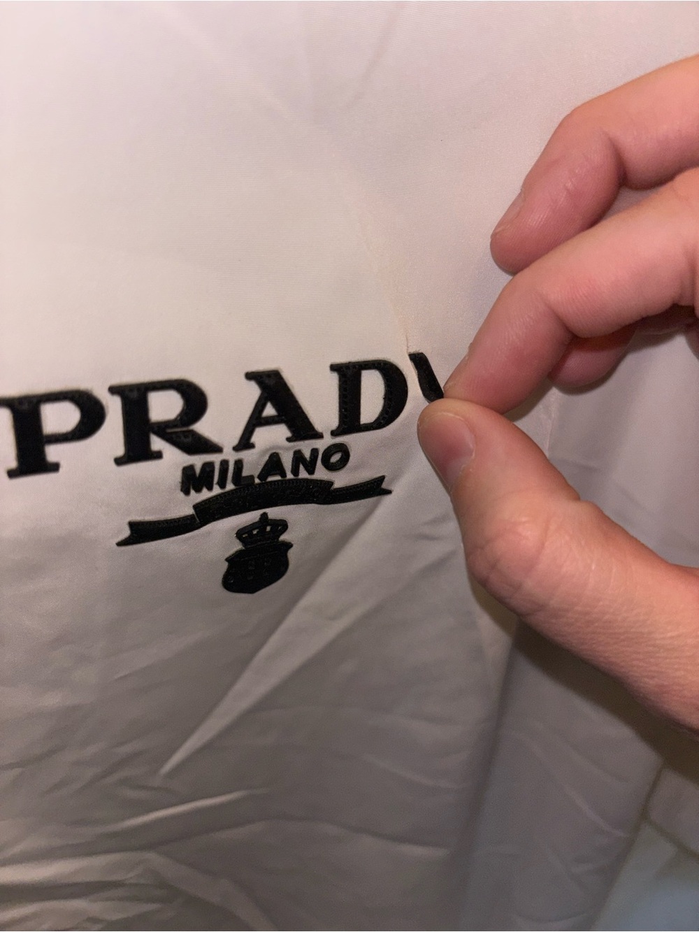 Prada White Rhinestone Nylon Quarter Zip Jacket with Silver Hardware - Picture 10 of 10